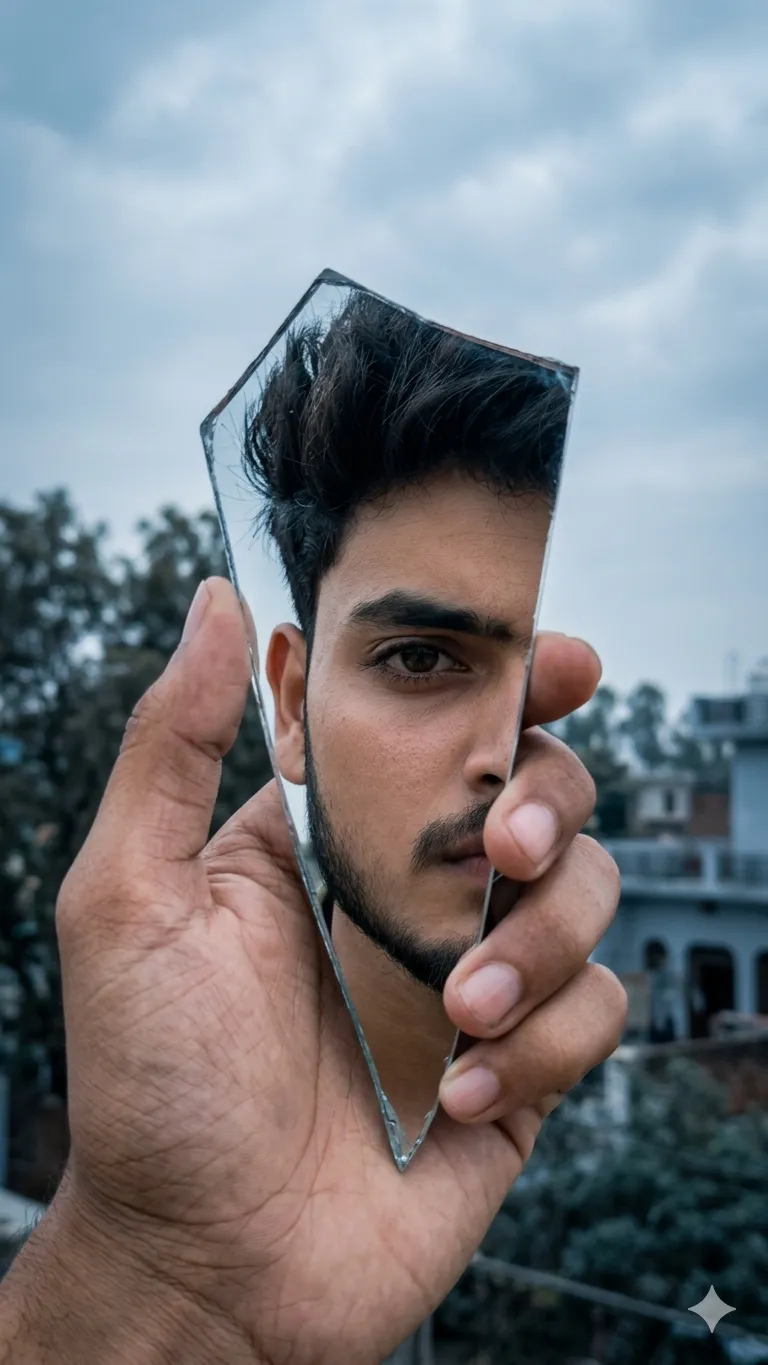 Cinematic Portrait Through Mirror
