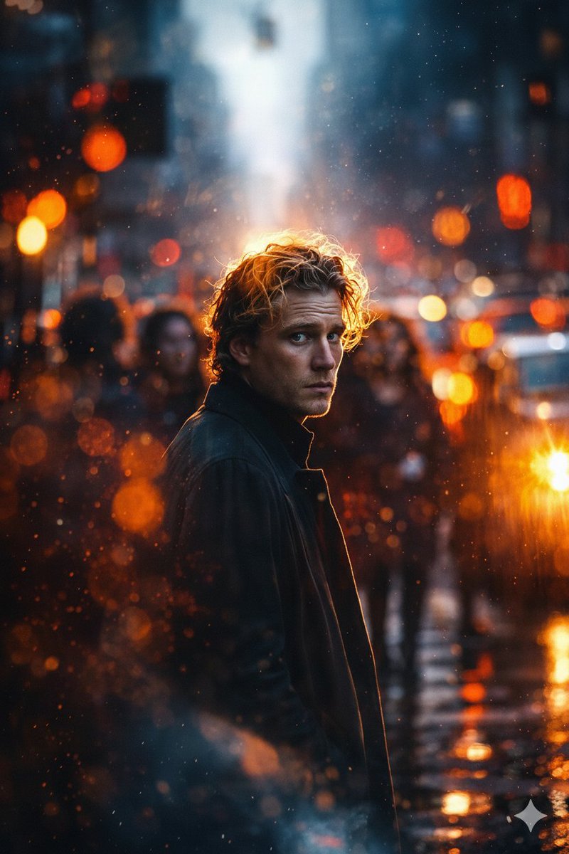 Moody Portrait on Rainy Street
