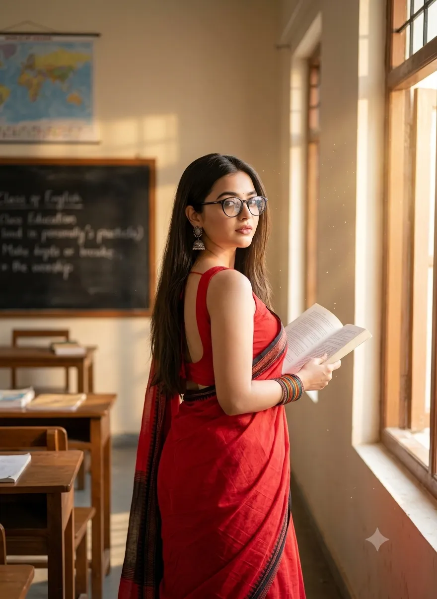 Woman by classroom window