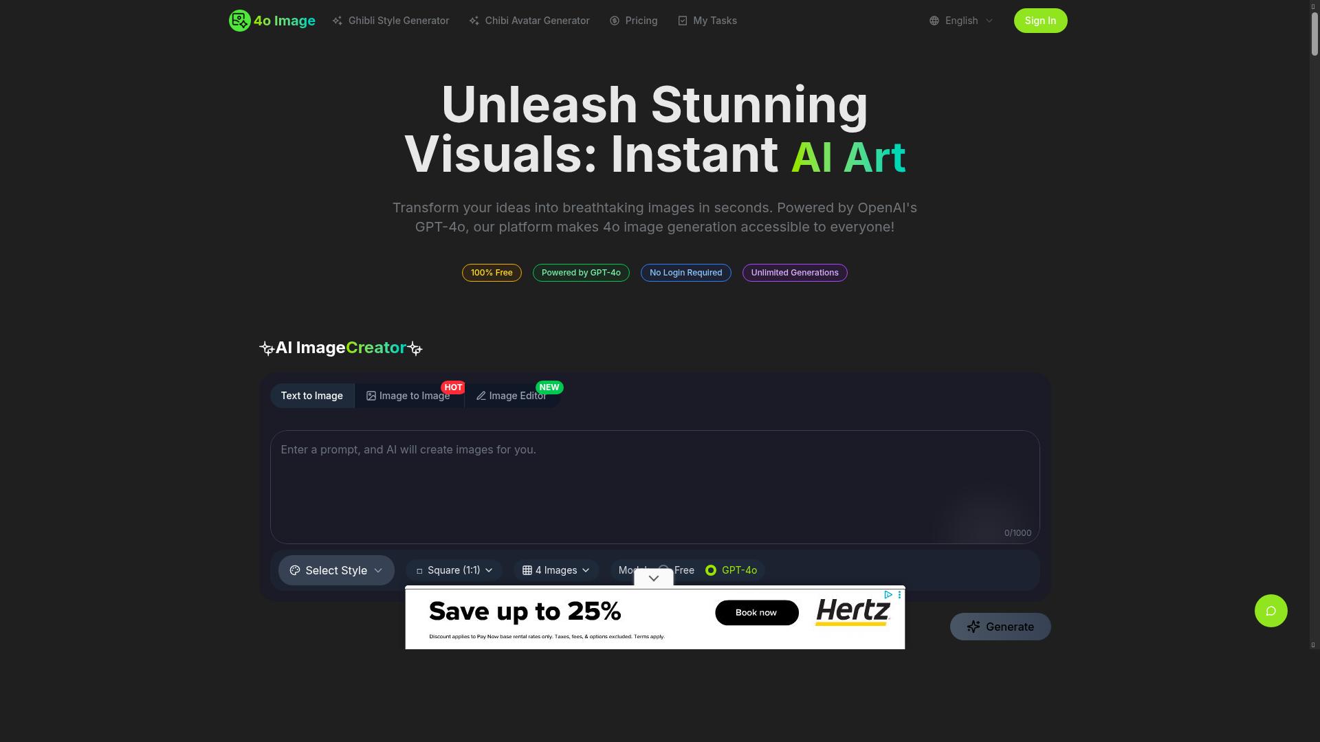4o Image Generator product screenshot