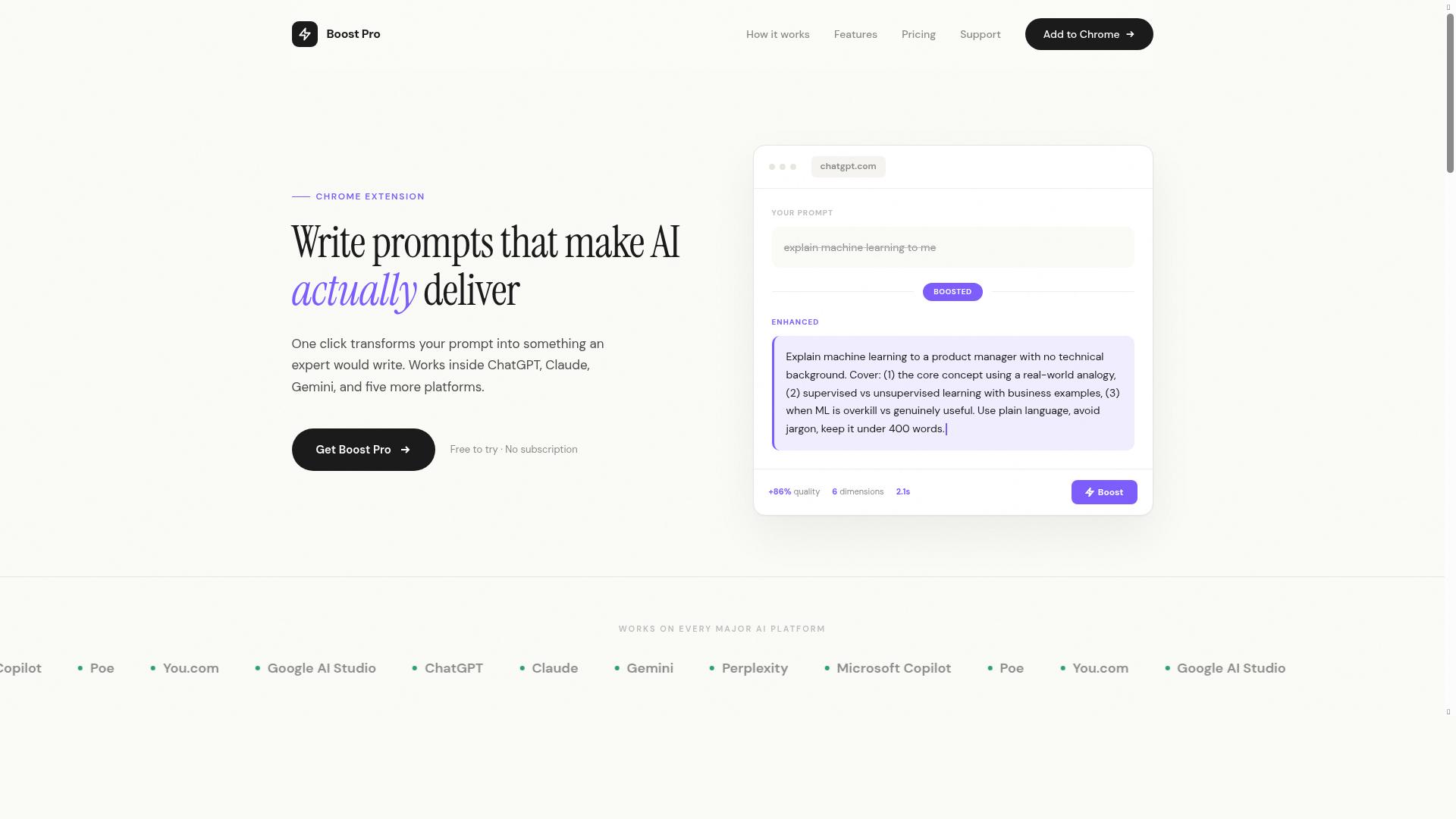 AI Prompt Boost Pro product screenshot