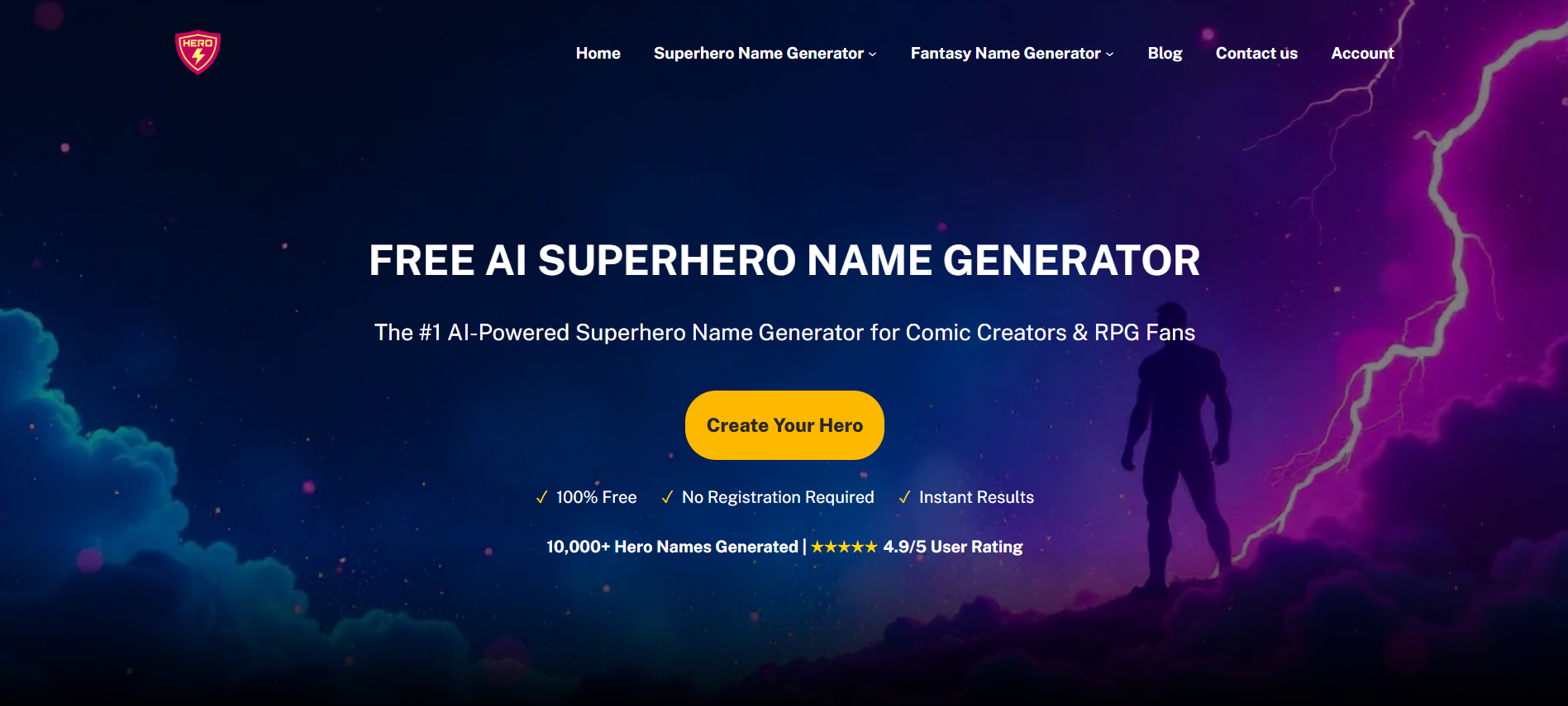AI Superhero Name Generator product screenshot