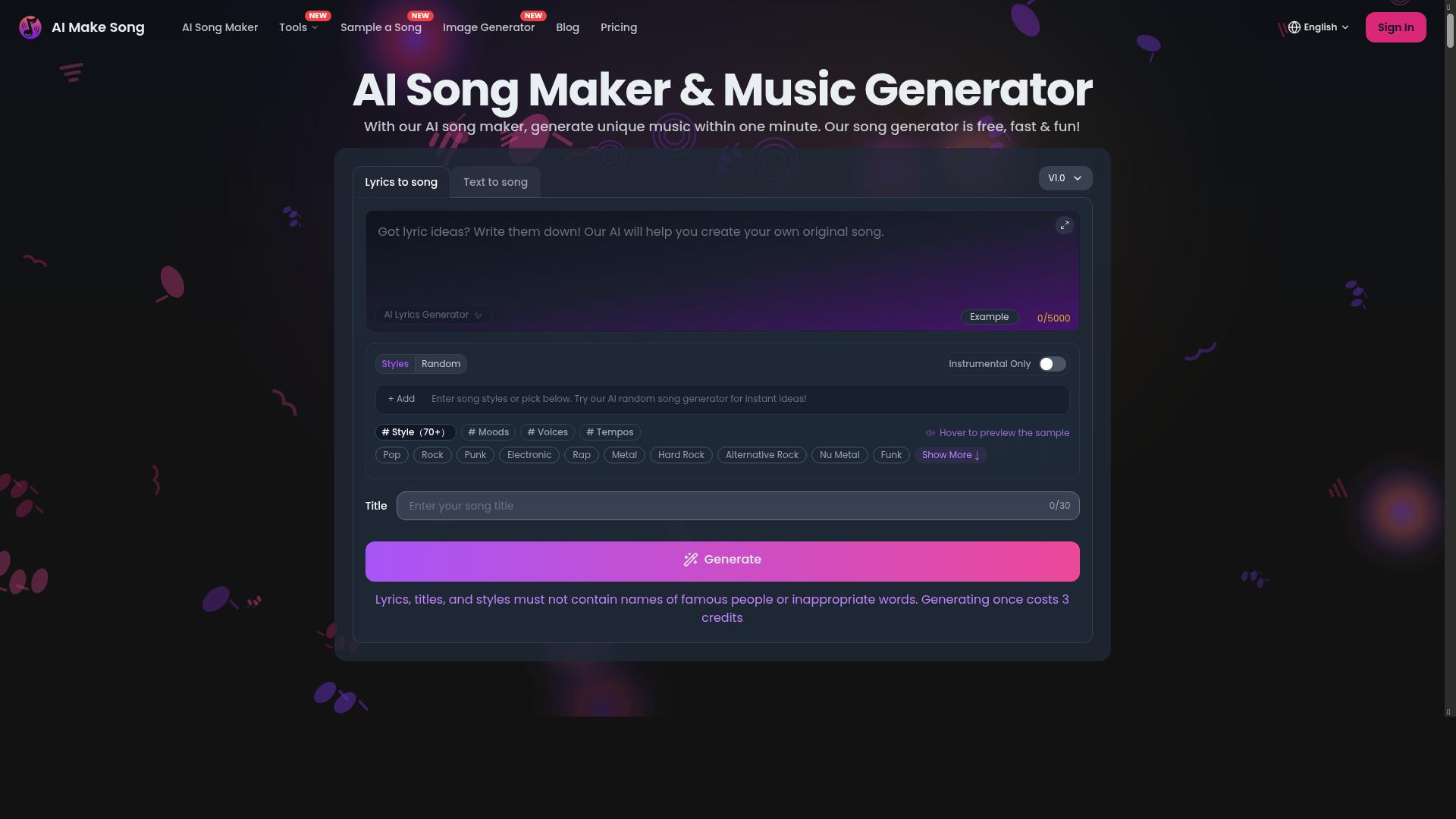 AIMakeSong product screenshot