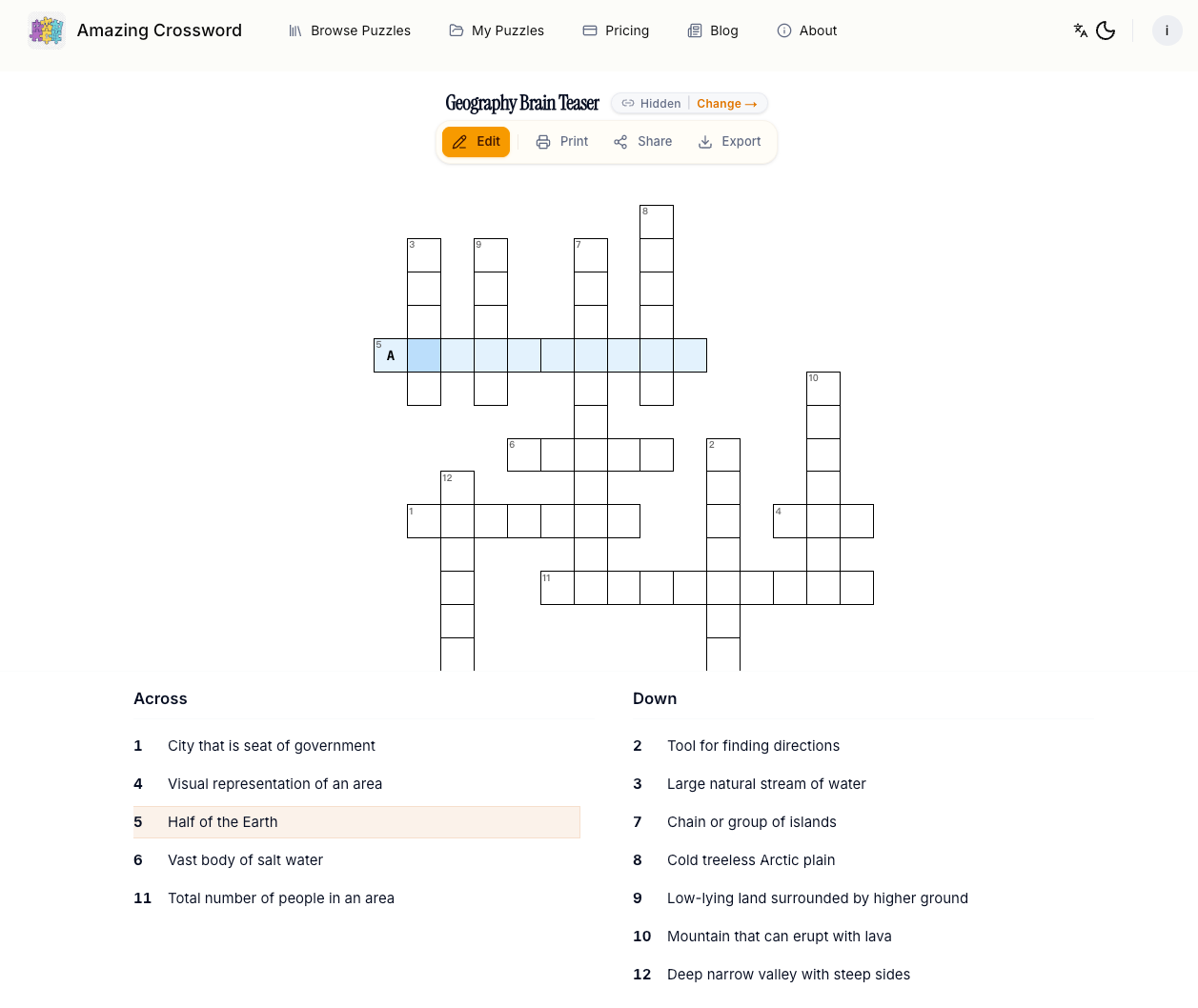 Amazing Crossword