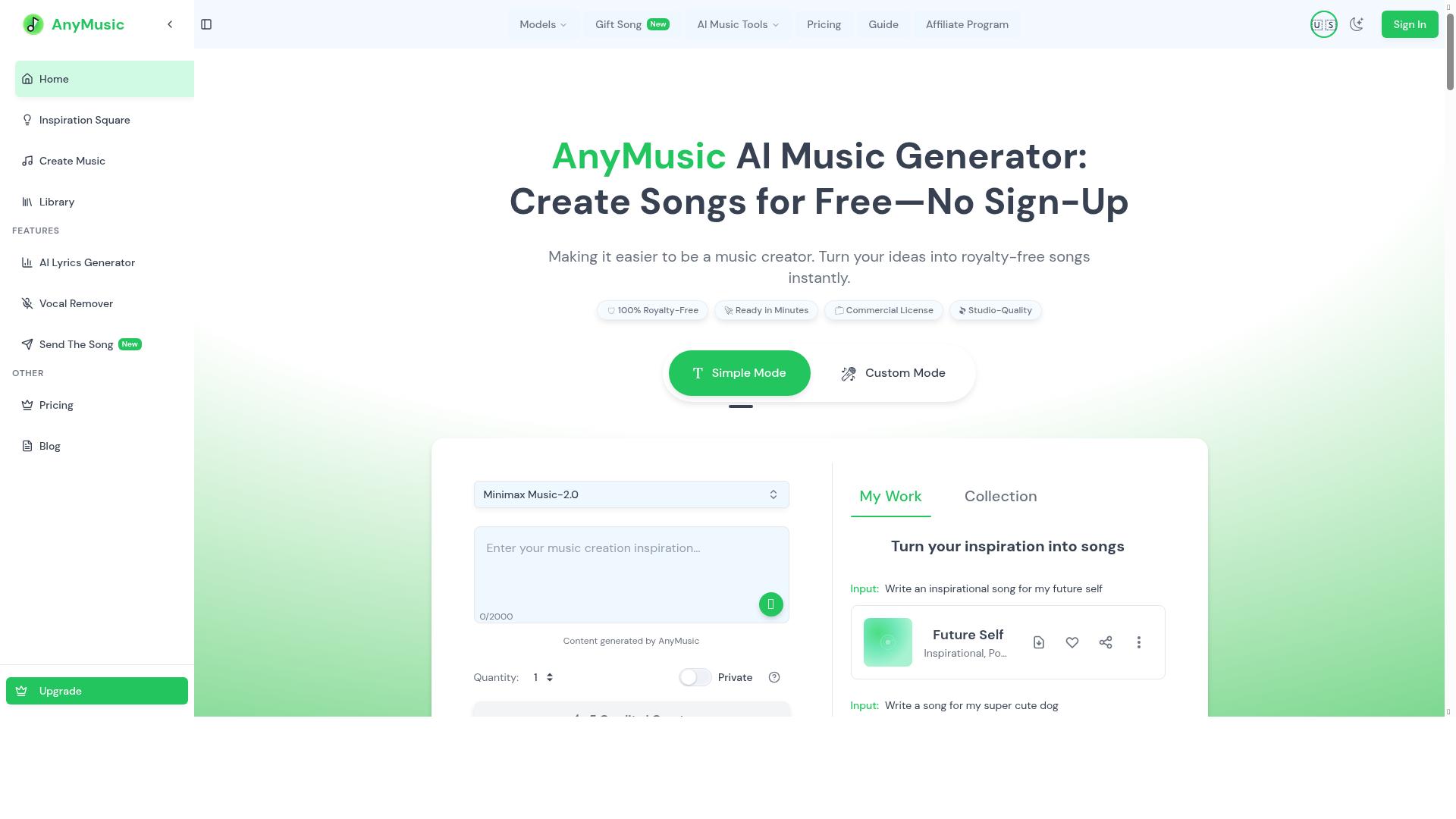 AnyMusic product screenshot