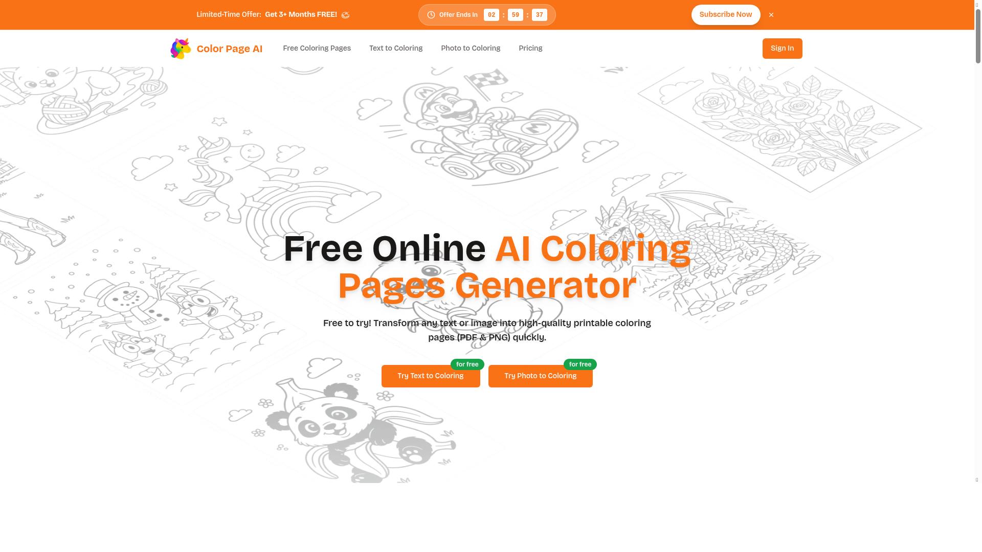 Color Page AI product screenshot