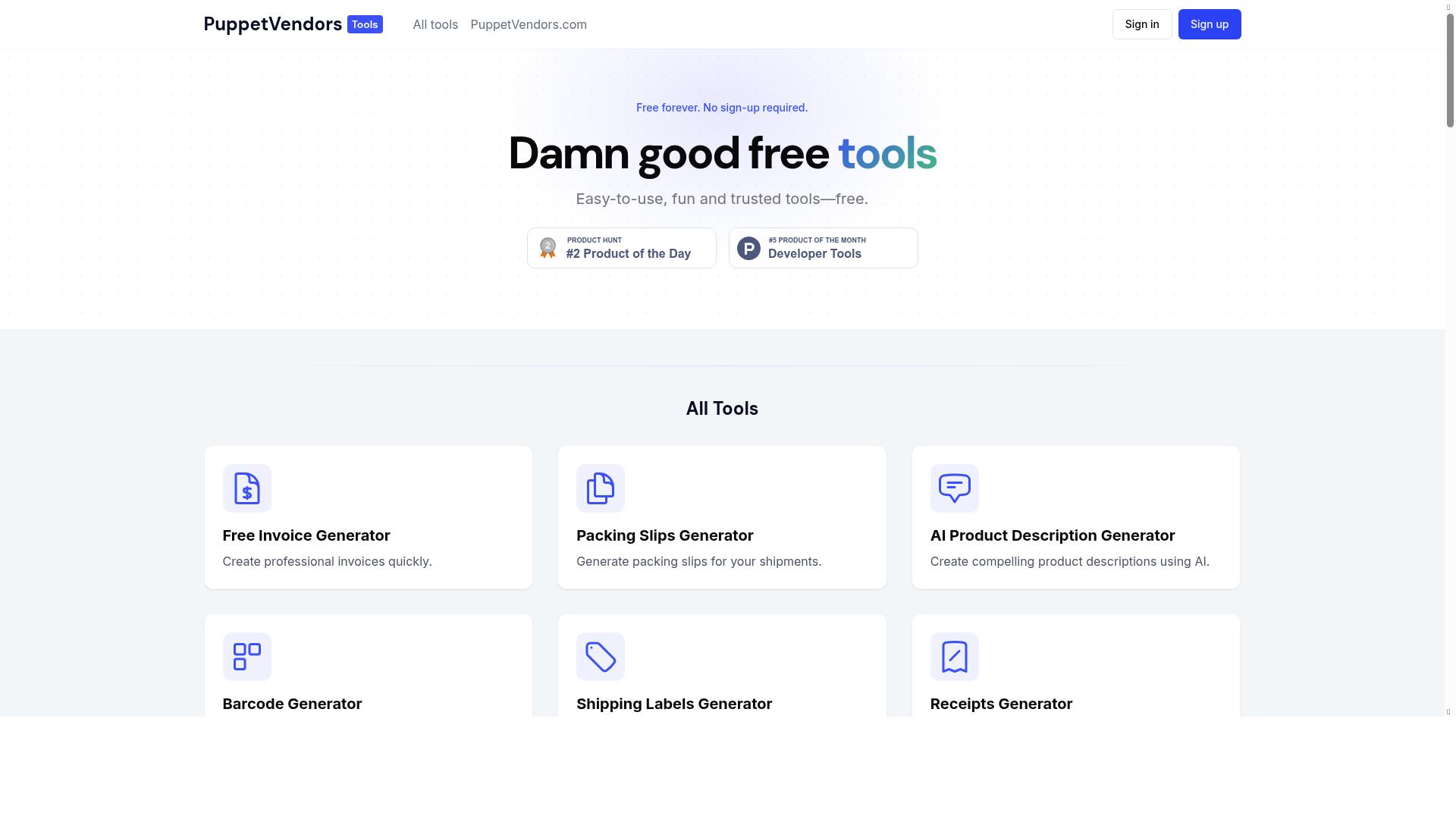 Damn Good Tools product screenshot