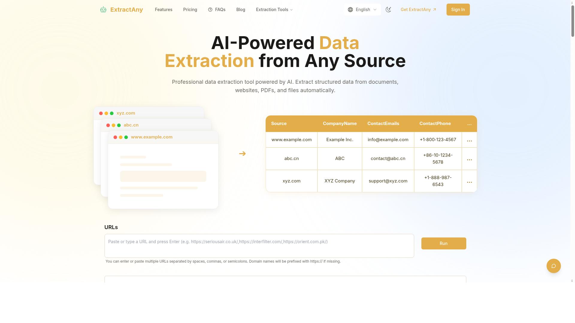 extractany product screenshot