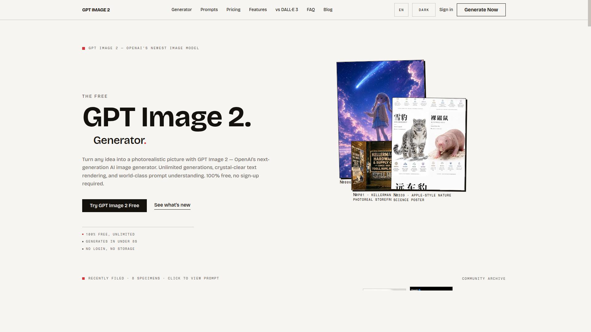 GPT Image 2 product screenshot