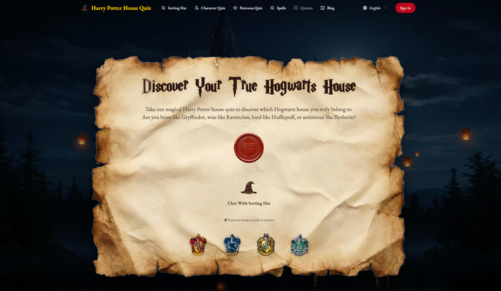 Harry Potter House Quiz product screenshot