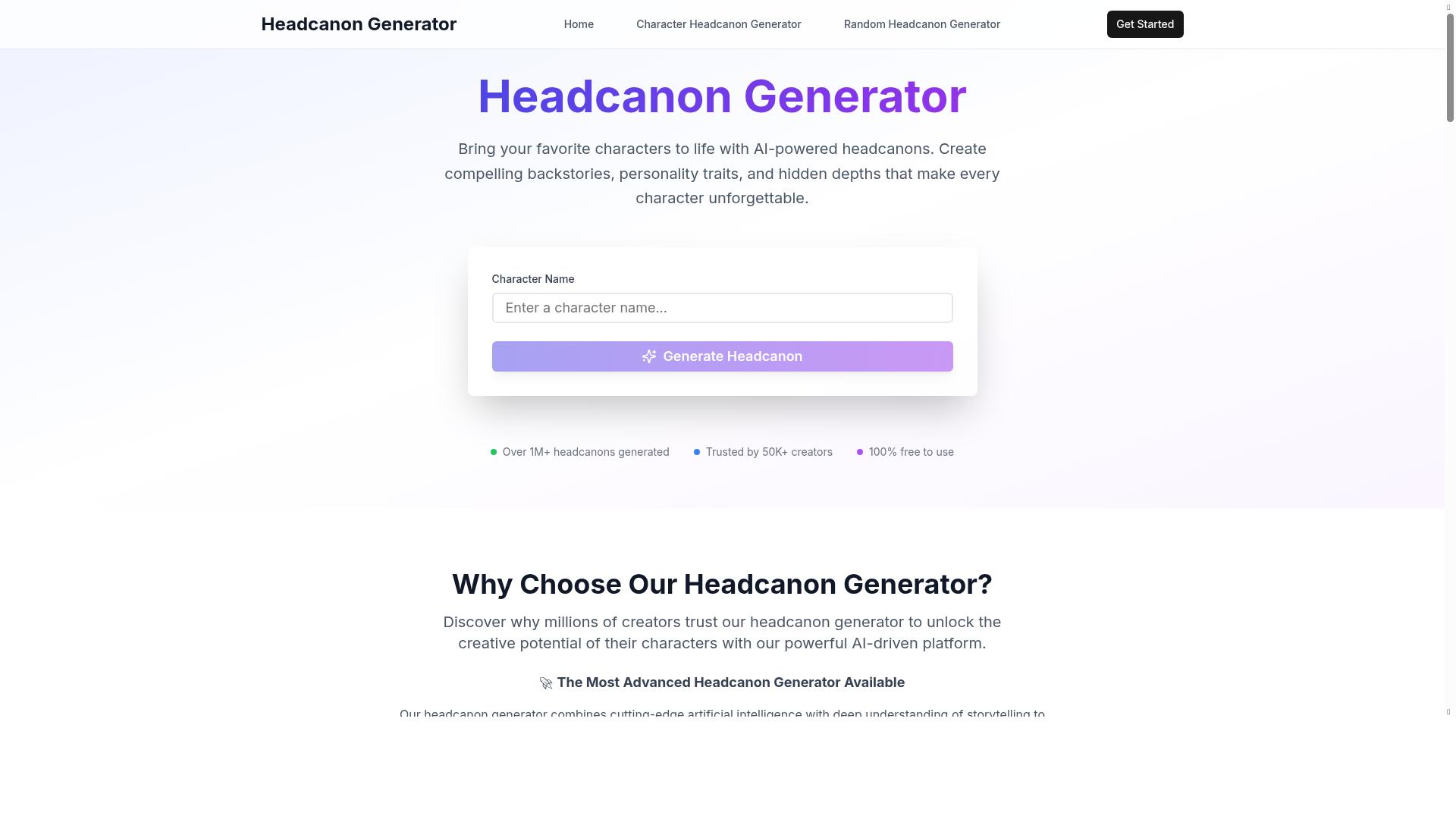 Headcanon Generator product screenshot