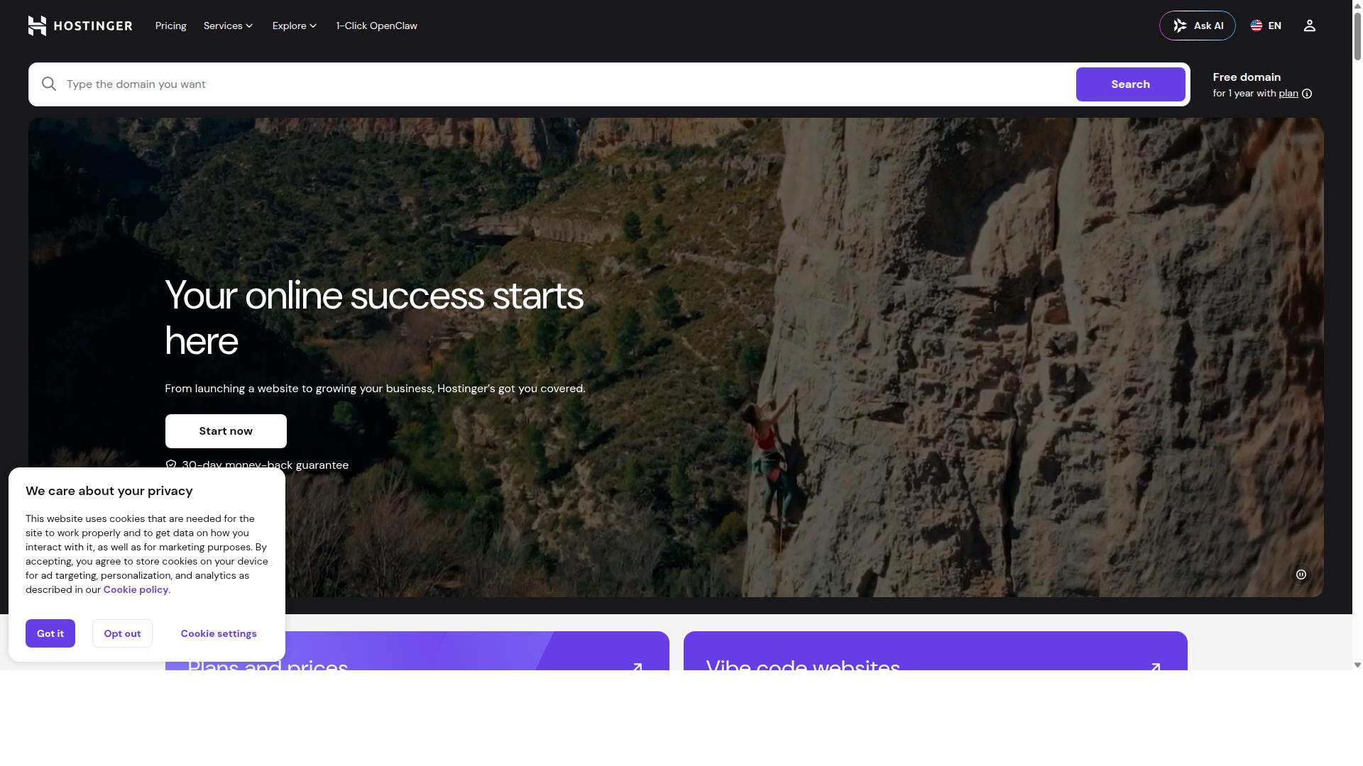 Hostinger product screenshot