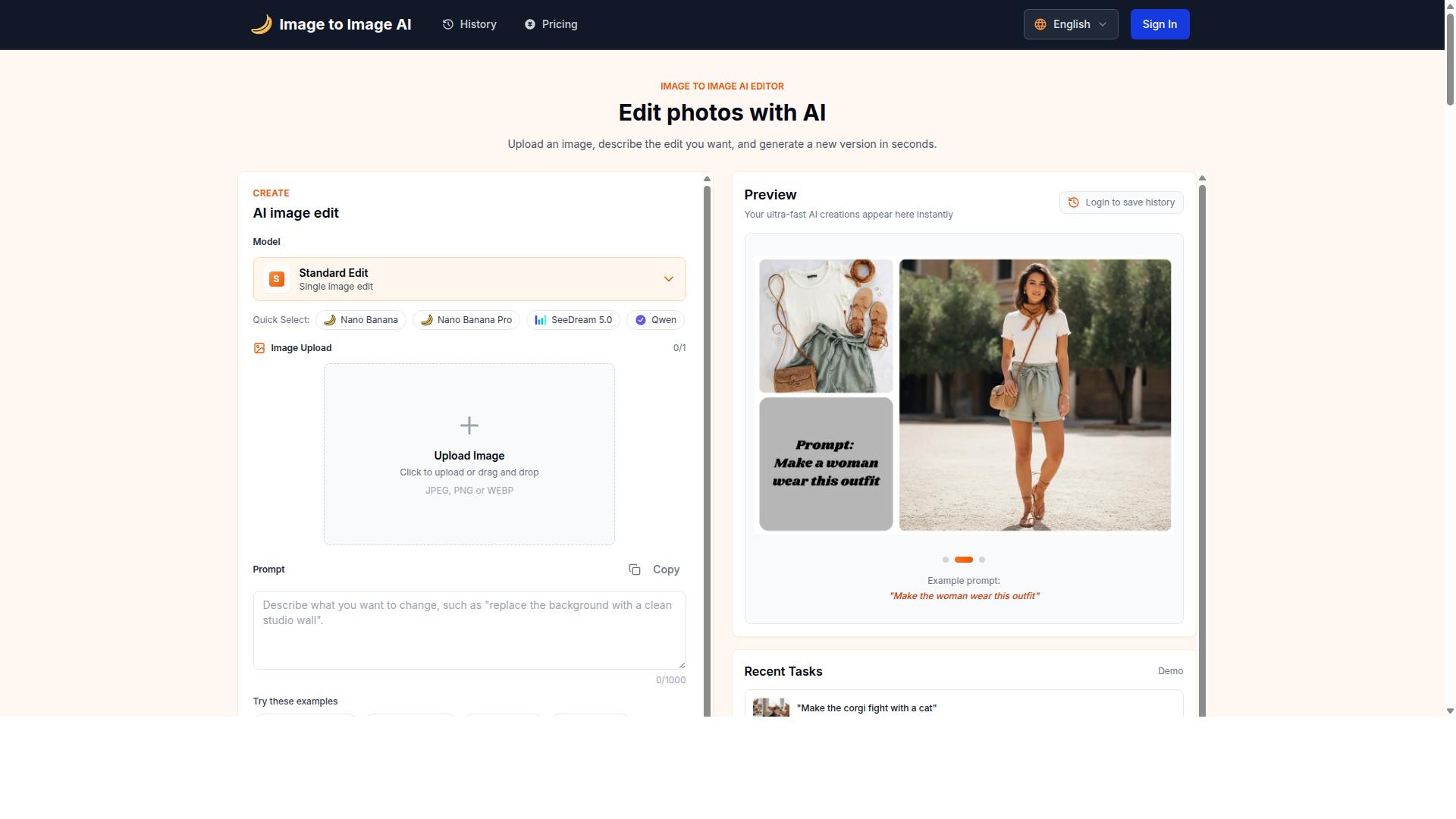 Image To Image AI product screenshot