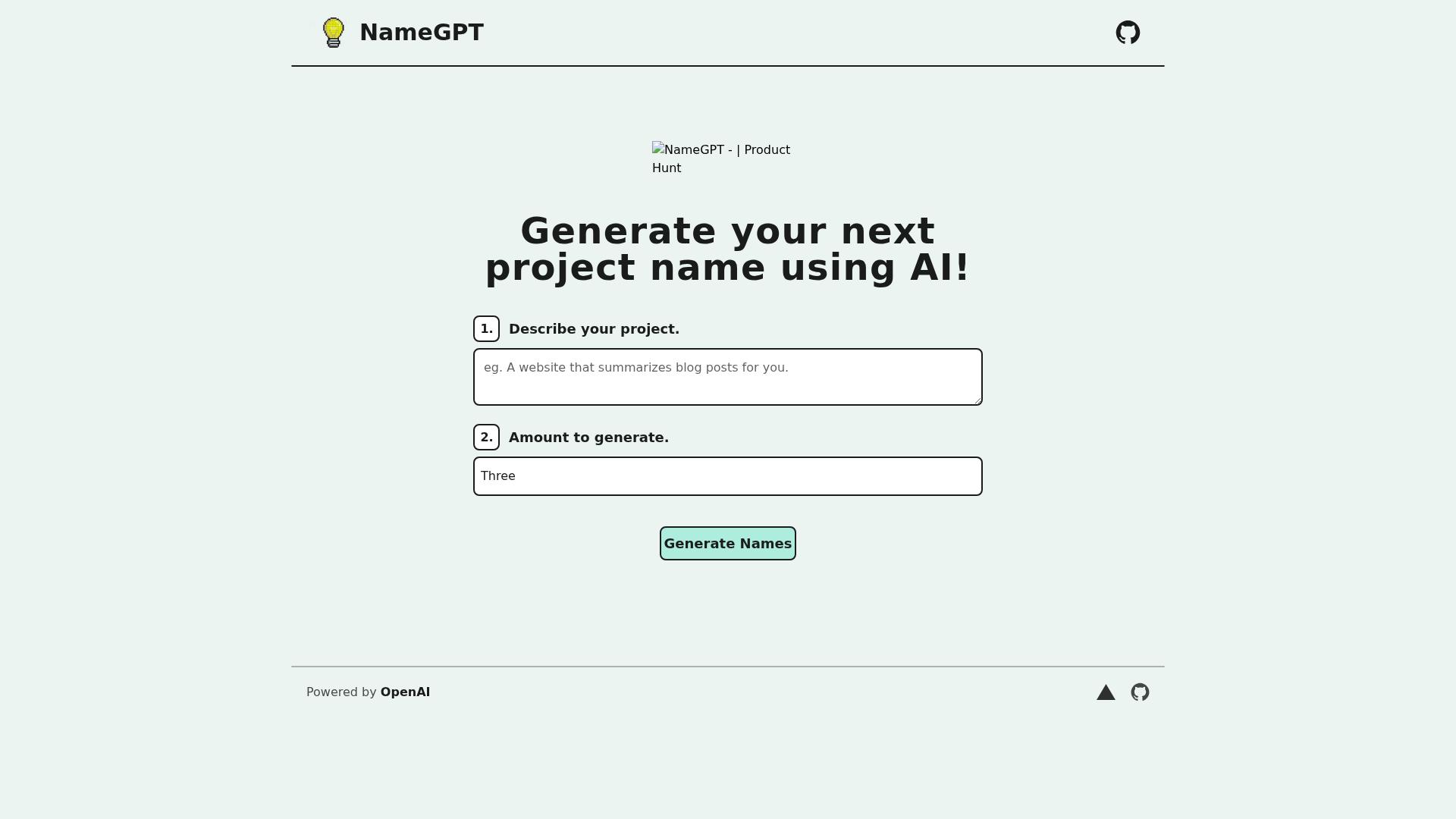 NameGPT product screenshot