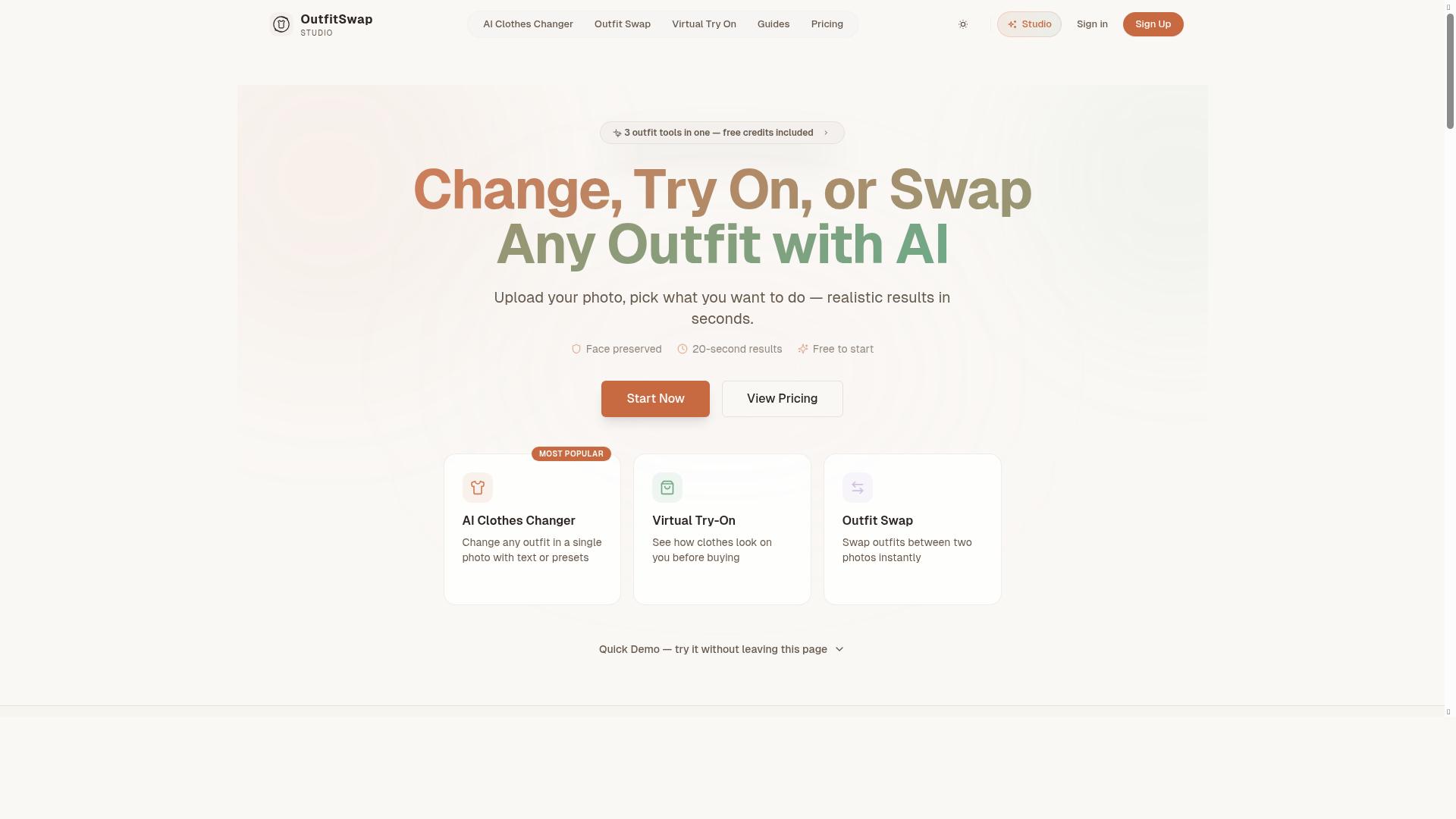 OutfitSwap Studio product screenshot