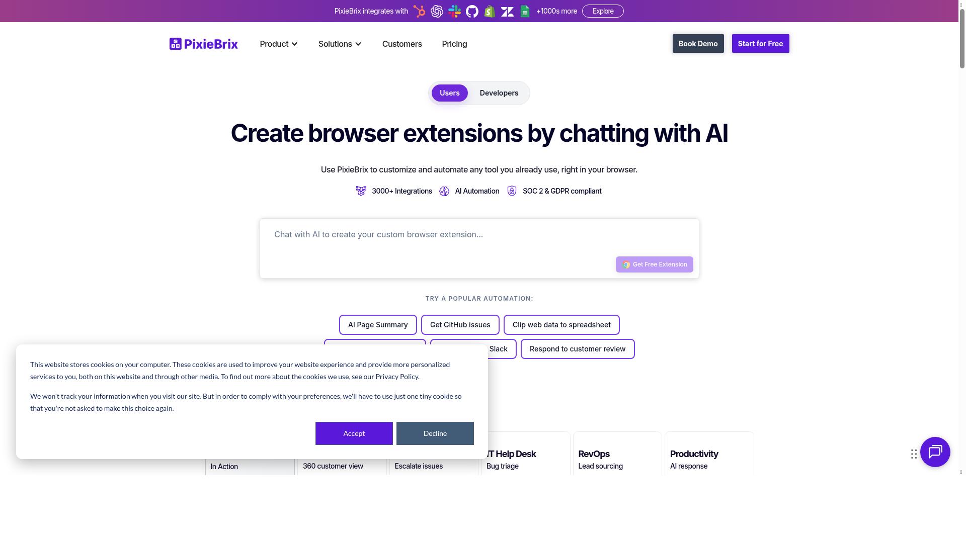 PixieBrix product screenshot