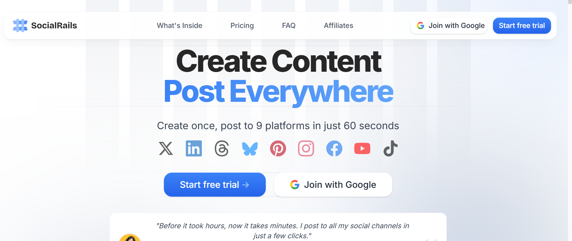 SocialRails product screenshot