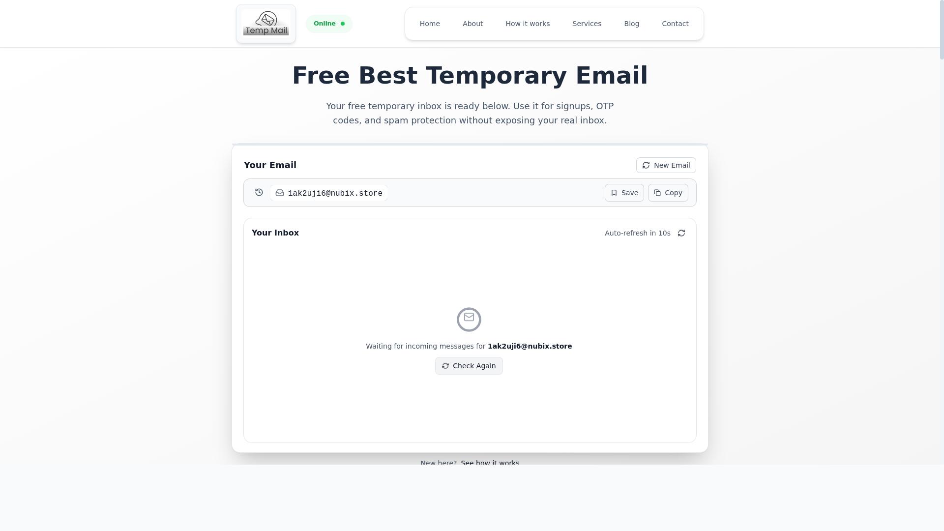 TempMail4u product screenshot